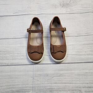 3/4Y Monkey Feet Brown Leather Mary Jane Sneakers